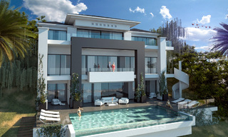 Eigentijdse nieuwbouw villa te koop met prachtig open zeezicht in Marbella, dicht bij de stranden en het centrum 32147 