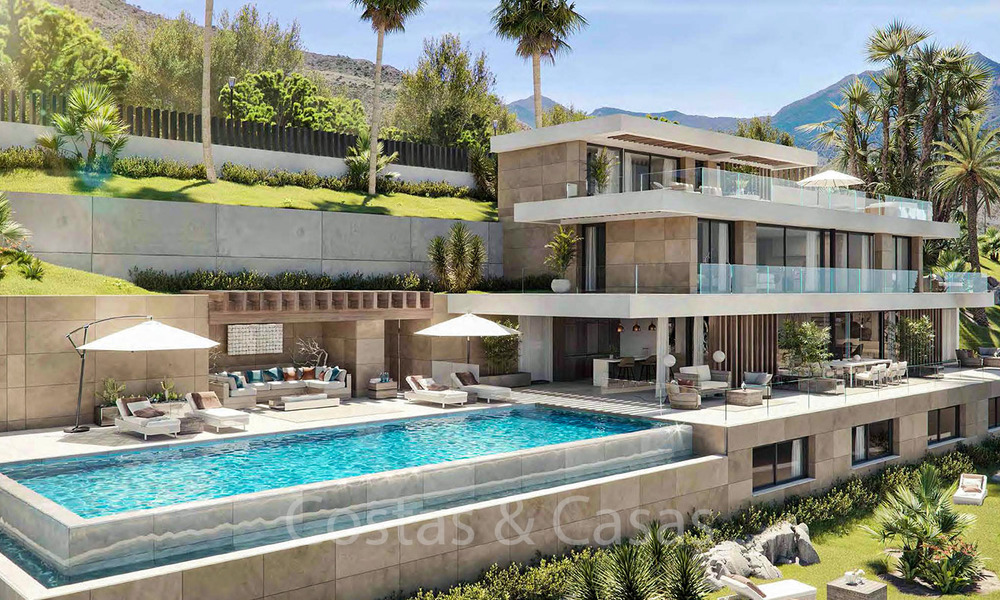 Bouwgronden voor nieuwbouw villa’s met spectaculair uitzicht op de golf, het meer, bergen en de zee tot aan Afrika, in een afgeschermd golfresort te koop in Benahavis - Marbella 32421