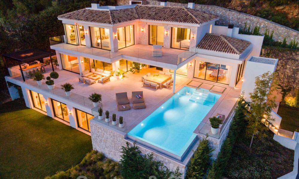 Moderne mediterrane design villa te koop met panoramisch zeezicht in Cascada de Camojan, Golden Mile, Marbella 34316