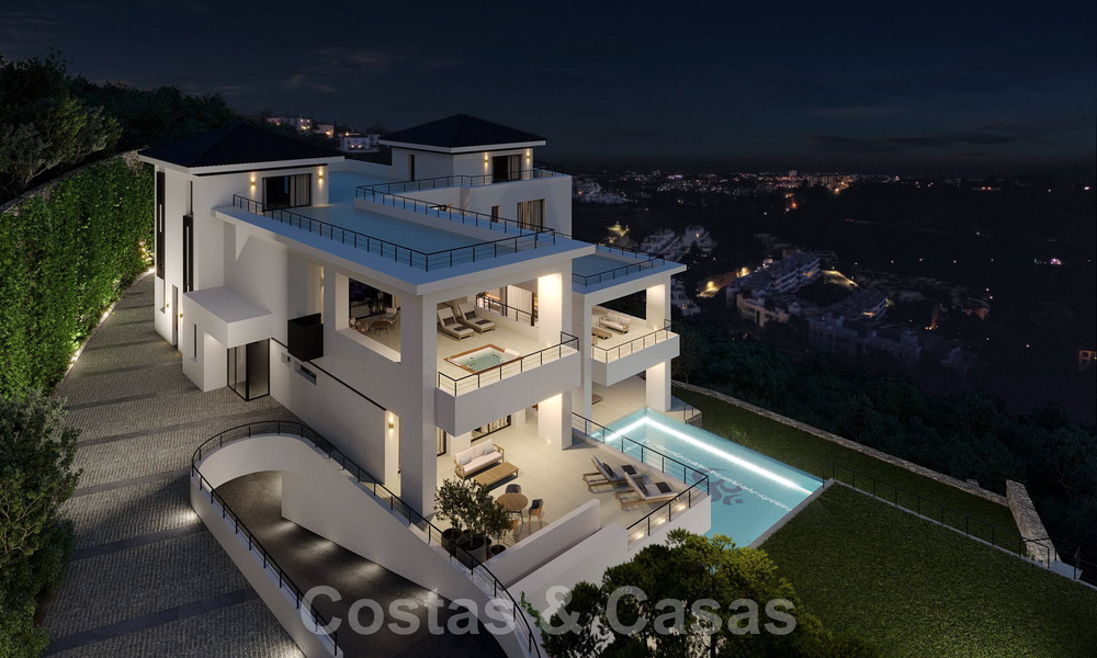 Exclusieve en hoogtechnologische villa in moderne stijl met panoramisch zeezicht te koop, in een prestigieuze urbanisatie in Benahavis - Marbella. Voltooid. 34461