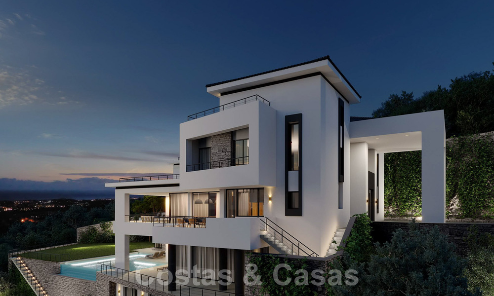 Exclusieve en hoogtechnologische villa in moderne stijl met panoramisch zeezicht te koop, in een prestigieuze urbanisatie in Benahavis - Marbella. Voltooid. 34463