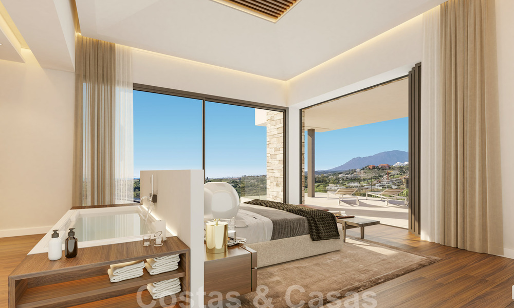 Sterk in prijs verlaagd! Instapklare moderne designvilla te koop met panoramisch golf- en zeezicht in een vijfsterren golfresort in Marbella - Benahavis 34615