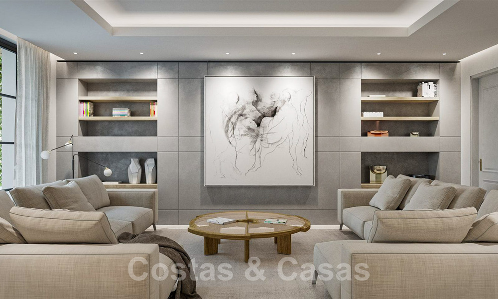 Perceel met project en vergunning voor een majestueuze, eigentijdse mediterrane luxevilla te koop met adembenemend zeezicht in het exclusieve Cascada de Camojan in Marbella 38044