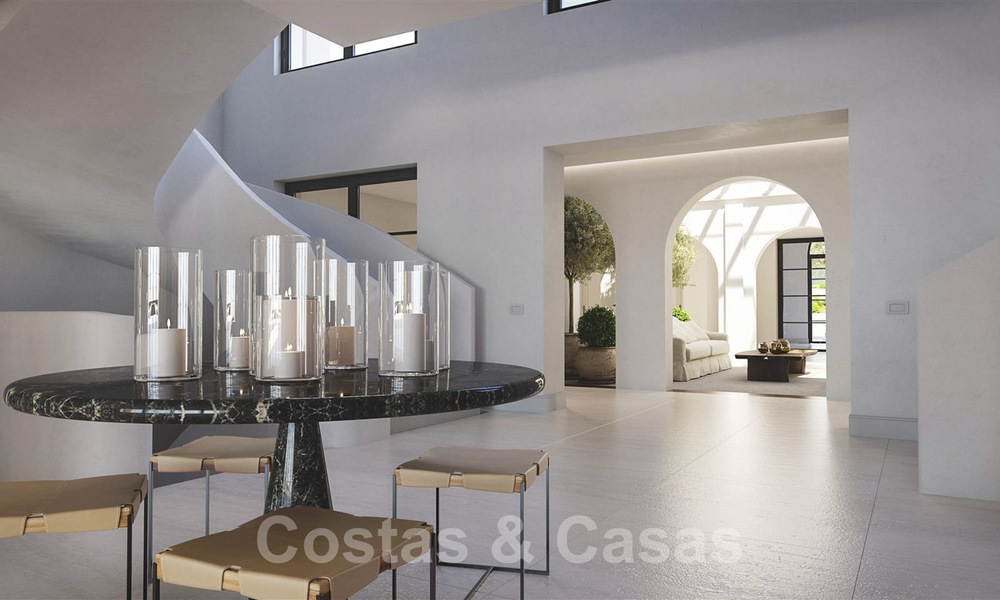 Perceel met project en vergunning voor een majestueuze, eigentijdse mediterrane luxevilla te koop met adembenemend zeezicht in het exclusieve Cascada de Camojan in Marbella 38055