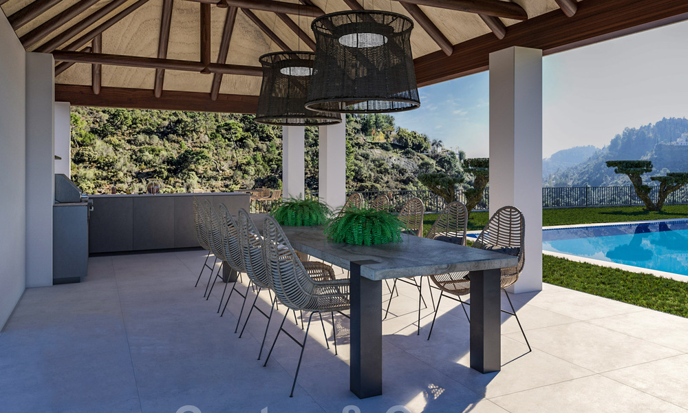 Majestueuze, hedendaagse, mediterrane luxevilla te koop met zeezicht in het exclusieve El Madroñal in Benahavis - Marbella 38867