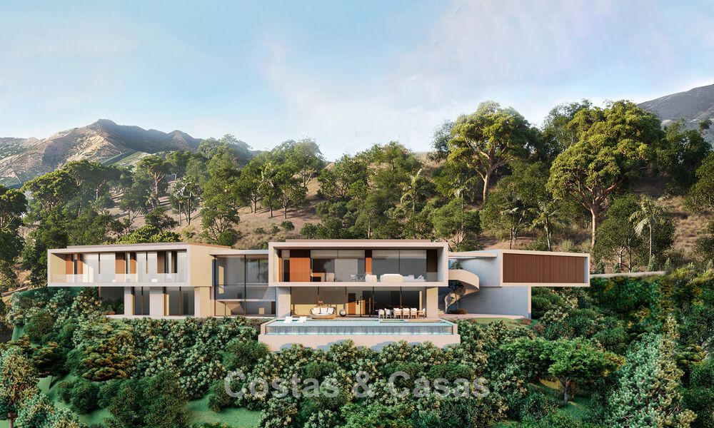 Moderne villa te koop in een natuurlijke omgeving, met panoramisch uitzicht op de vallei en de zee, in een gated resort in Benahavis - Marbella 778060