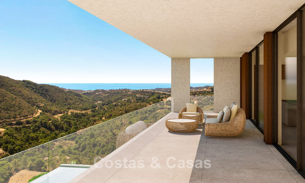 Moderne villa te koop in een natuurlijke omgeving, met panoramisch uitzicht op de vallei en de zee, in een gated resort in Benahavis - Marbella 778064