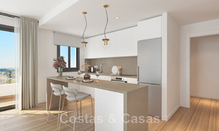 Luxueuze nieuwbouwappartementen in eigentijdse stijl te koop met een ruim terras en panoramisch zeezicht in Estepona stad 44292 