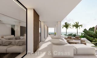 Nieuwe designervilla te koop, met panoramisch zeezicht in een rustige omgeving op loopafstand van het strand in Manilva, Costa del Sol 48069 