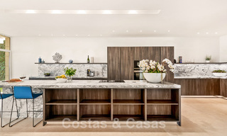 Eerstelijns golf luxevilla in een elegante moderne stijl met prachtig golf- en zeezicht te koop in Los Flamingos Golfresort in Marbella - Benahavis 48965 