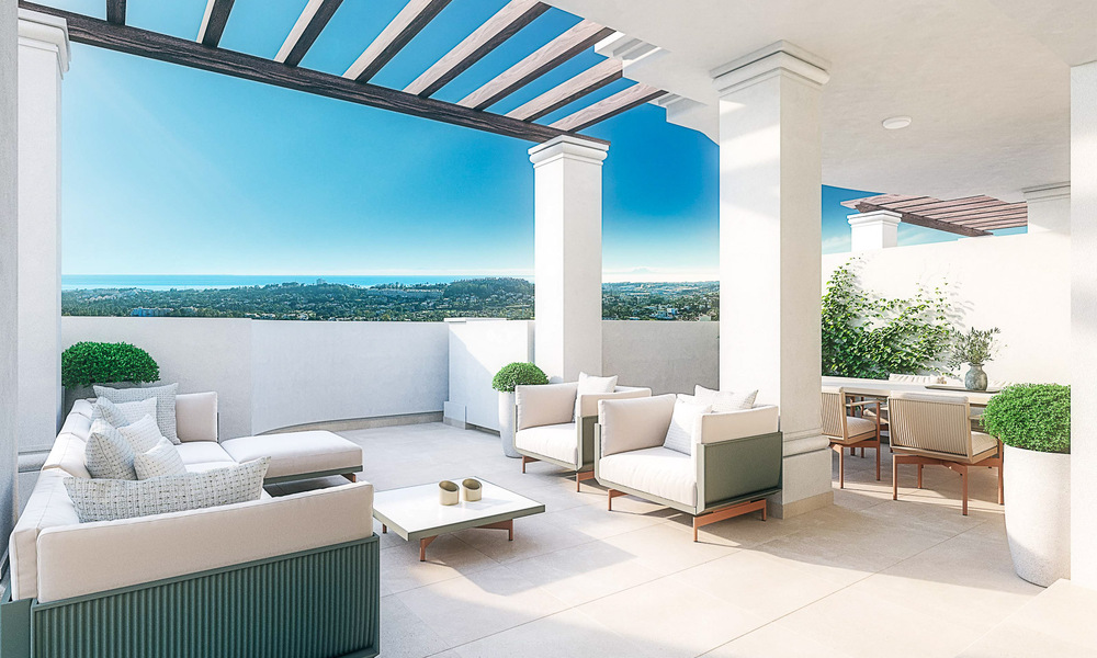 Hedendaagse appartementen in een Andalusische stijl te koop met panoramisch uitzicht naar zee toe in de golfvallei van Nueva Andalucia, Marbella 51638