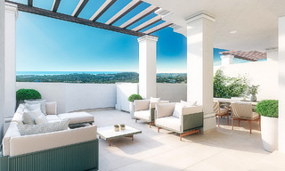 Hedendaagse appartementen in een Andalusische stijl te koop met panoramisch uitzicht naar zee toe in de golfvallei van Nueva Andalucia, Marbella 51638 