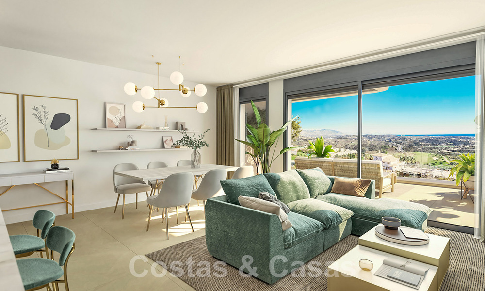 Moderne nieuwbouwappartementen te koop met zeezicht en op een steenworp v/d golfbaan in Mijas, Costa del Sol 62582