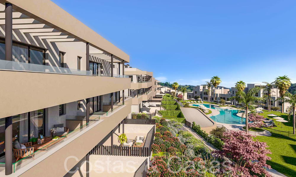 Nieuwbouwappartementen met avant-gardist ontwerp te koop, frontlijn golf in Casares, Costa del Sol 65362