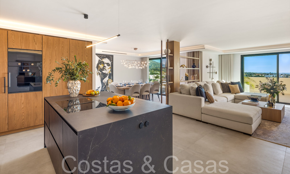 Eersteklas duplex penthouse met panoramisch zeezicht en eigen dompelbad te koop in Nueva Andalucia, Marbella 69474