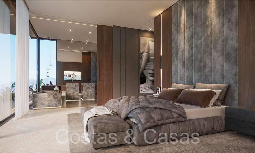 Architectonische nieuwbouwvilla te koop, met panoramisch zeezicht in een gated community in Benahavis - Marbella 69524