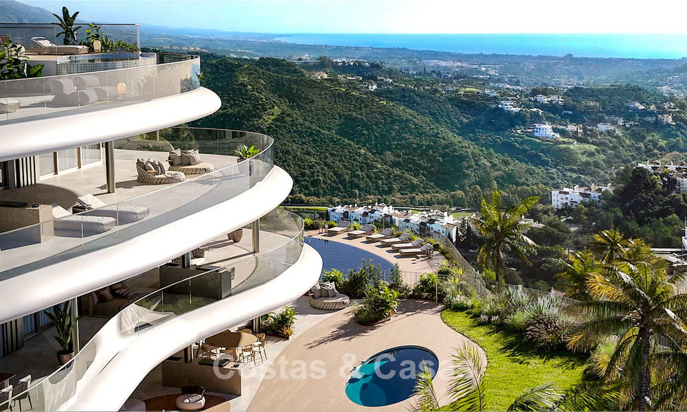 Nieuw op de markt. Avant-garde stijl appartementen met fantastische zeezicht te koop in Benahavis - Marbella 778327
