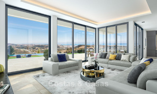 Luxueuze, moderne nieuwbouwvilla met panoramisch zeezicht te koop, frontlinie golf in Mijas, Costa del Sol 775013 