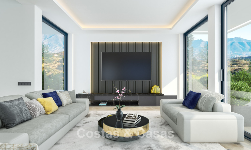 Luxueuze, moderne nieuwbouwvilla met panoramisch zeezicht te koop, frontlinie golf in Mijas, Costa del Sol 775014