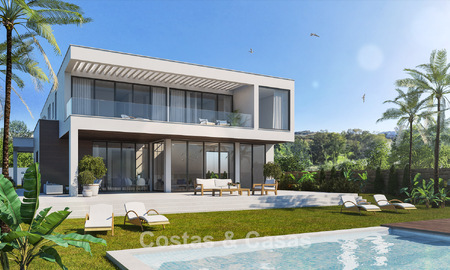 Luxueuze, moderne nieuwbouwvilla met panoramisch zeezicht te koop, frontlinie golf in Mijas, Costa del Sol 775019