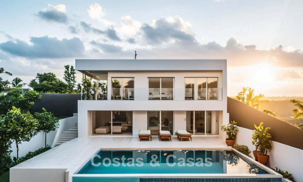 Nieuwbouw luxevilla met adembenemend zeezicht te koop in de heuvels van Mijas, Costa del Sol 775331