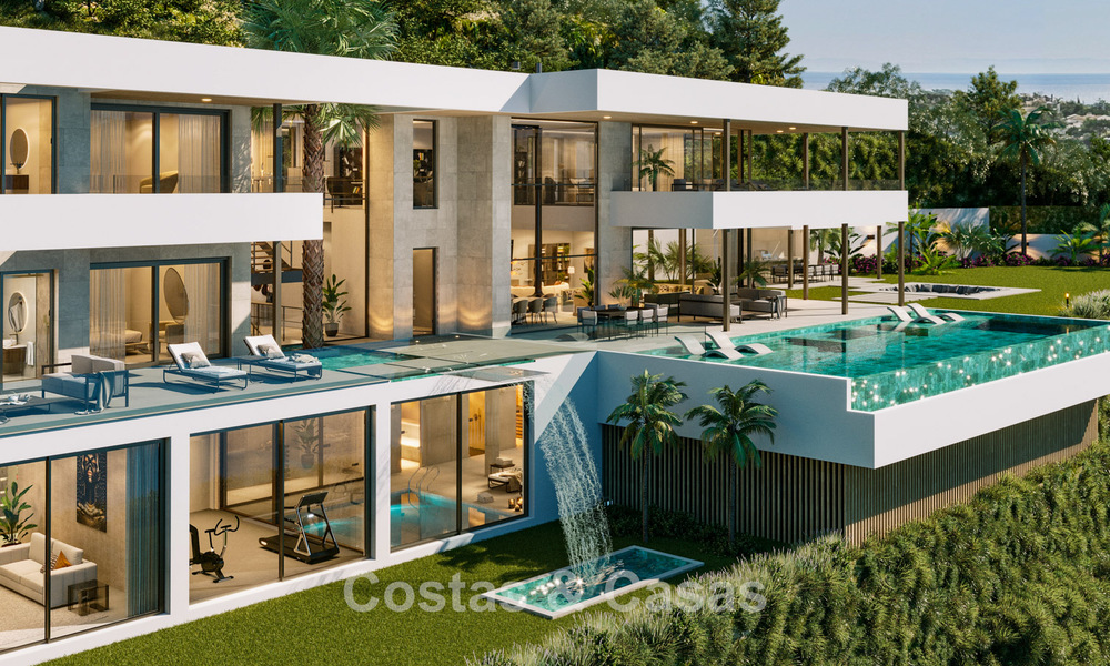 Indrukwekkende moderne nieuwbouwvilla met adembenemend uitzicht te koop in het exclusieve El Madroñal, Benahavis - Marbella 775285