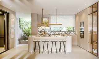 Nieuwe, grote designappartementen met golf- en zeezicht in een avant-garde bouwstijl te koop in Oost Marbella 776195 