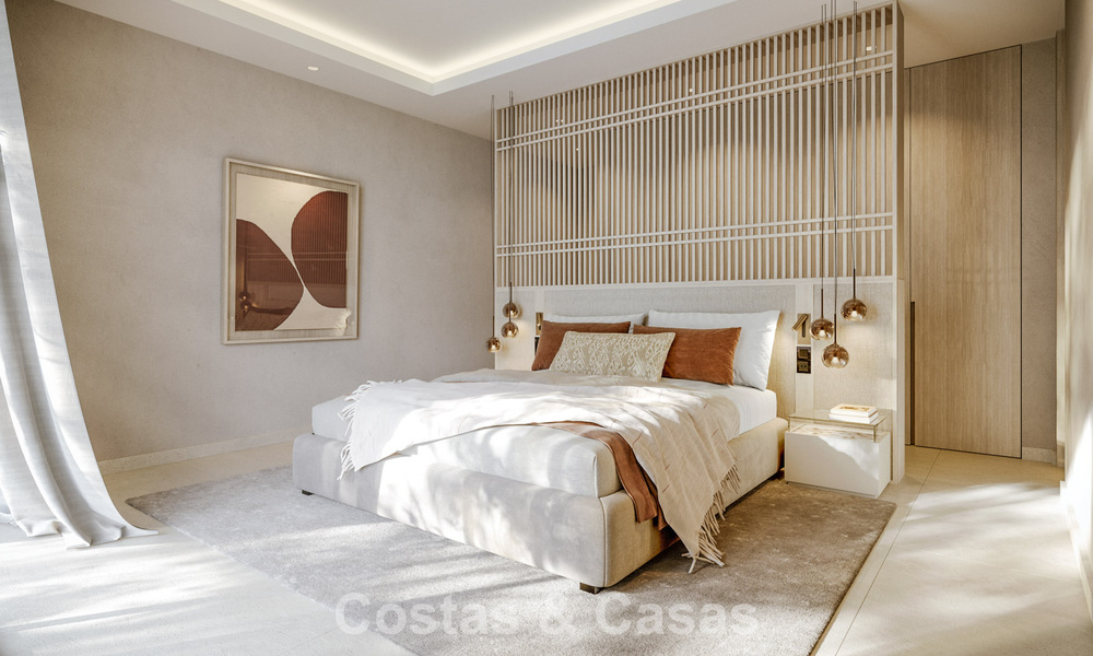 Nieuwe, grote designappartementen met golf- en zeezicht in een avant-garde bouwstijl te koop in Oost Marbella 776196