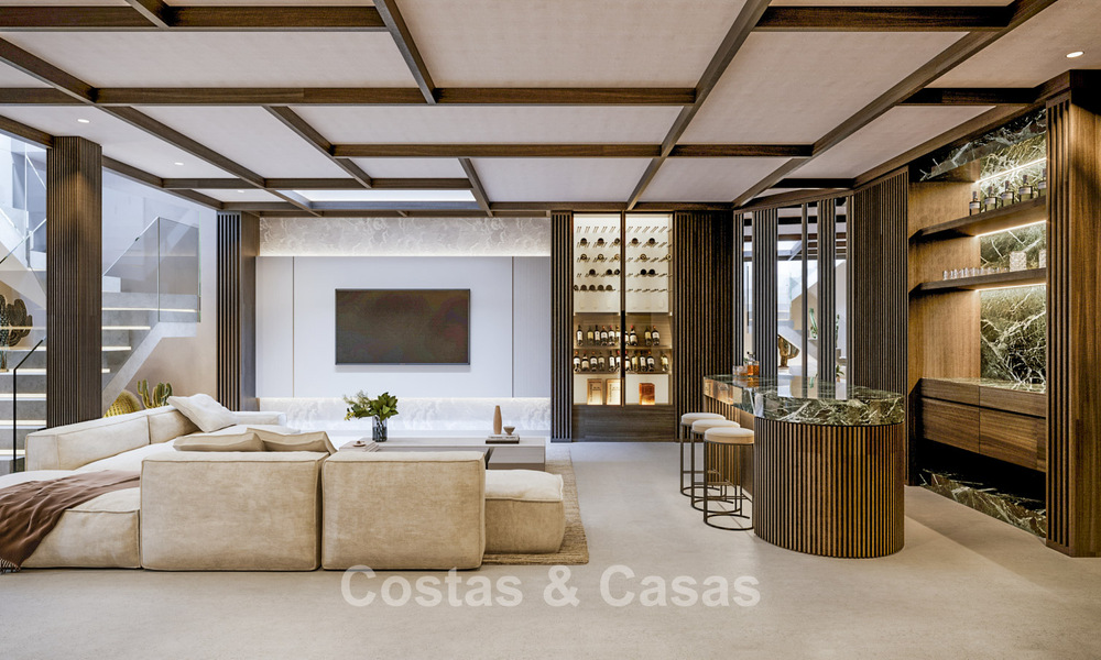 Nieuwe, grote designappartementen met golf- en zeezicht in een avant-garde bouwstijl te koop in Oost Marbella 776198