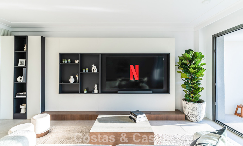 Modernistisch design schakelvilla met zeezicht te koop in een voorstaand resort in Mijas Costa, Costa del Sol 777857