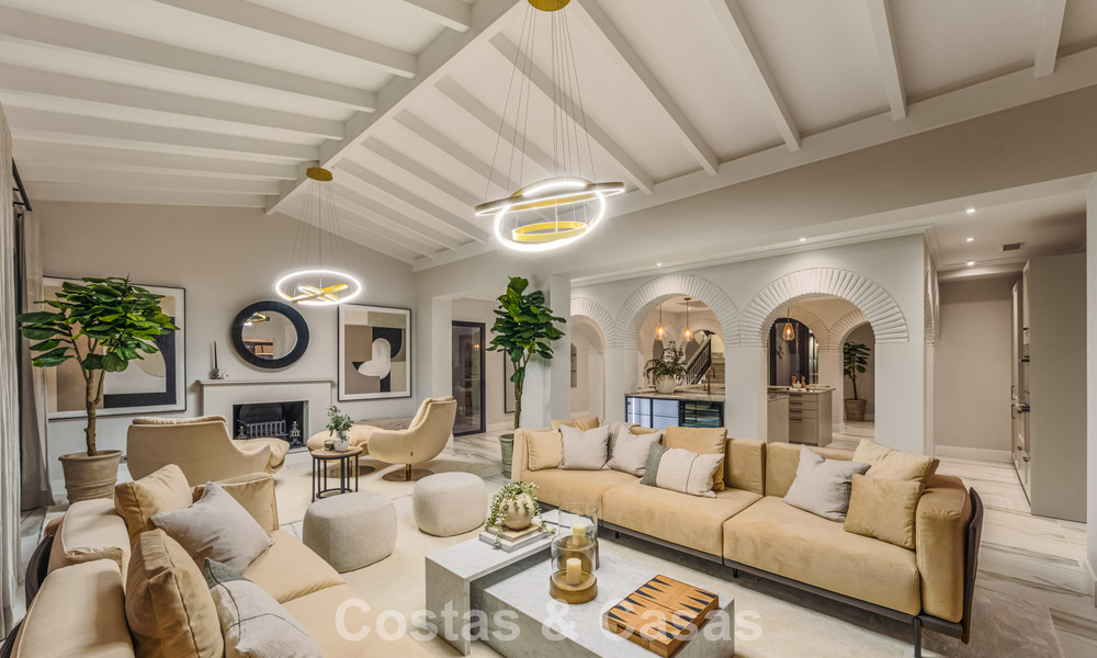 Verfijnde luxevilla in moderne mediterrane bouwstijl te koop met zeezicht in een gated complex op Marbella’s Golden Mile 778755