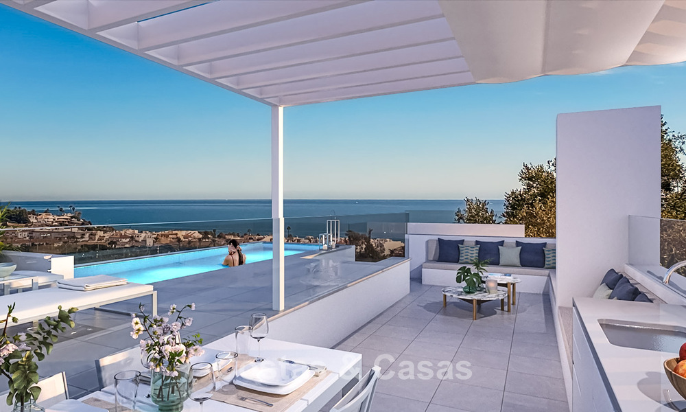 Nieuwe, eigentijdse luxe appartementen met zeezicht te koop nabij de golfbaan in La Cala de Mijas, Costa del Sol 781168