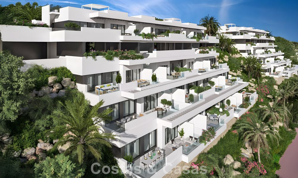 Nieuwe, eigentijdse luxe appartementen met zeezicht te koop nabij de golfbaan in La Cala de Mijas, Costa del Sol 781170