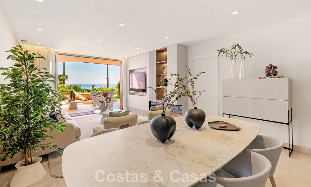 Hoogwaardig gerenoveerd tuinappartement met open zeezicht te koop, eerstelijnsstrand tussen Marbella en Estepona 783426