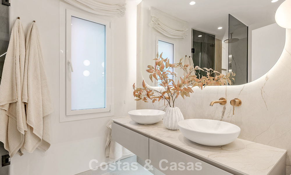 Hoogwaardig gerenoveerd tuinappartement met open zeezicht te koop, eerstelijnsstrand tussen Marbella en Estepona 783432
