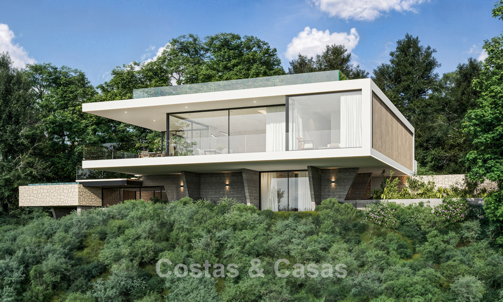Off-plan nieuwbouwvilla met geavanceerde architectuur te koop in de heuvels van Marbella - Benahavis 783399