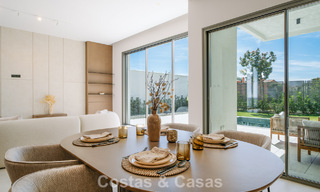 Instapklare nieuwbouwvilla met contemporaine bouwstijl te koop met zeezicht en op loopafstand van het strand in Estepona 786262 