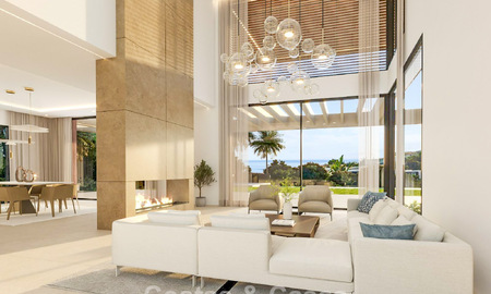 Moderne hightech villa met panoramisch zeezicht te koop in een populaire golfomgeving nabij het centrum van Estepona 791414