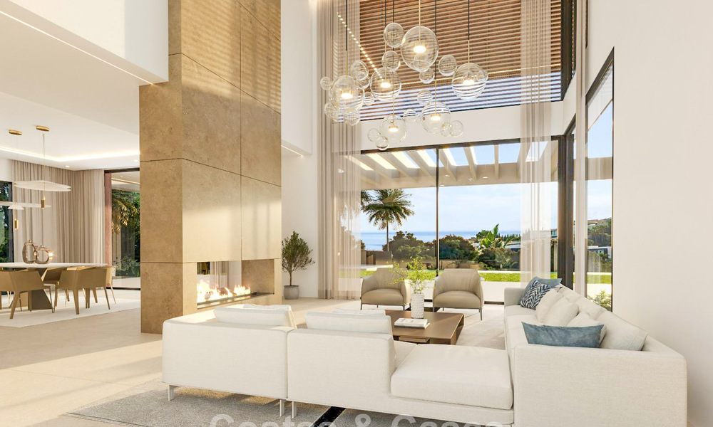 Moderne hightech villa met panoramisch zeezicht te koop in een populaire golfomgeving nabij het centrum van Estepona 791414