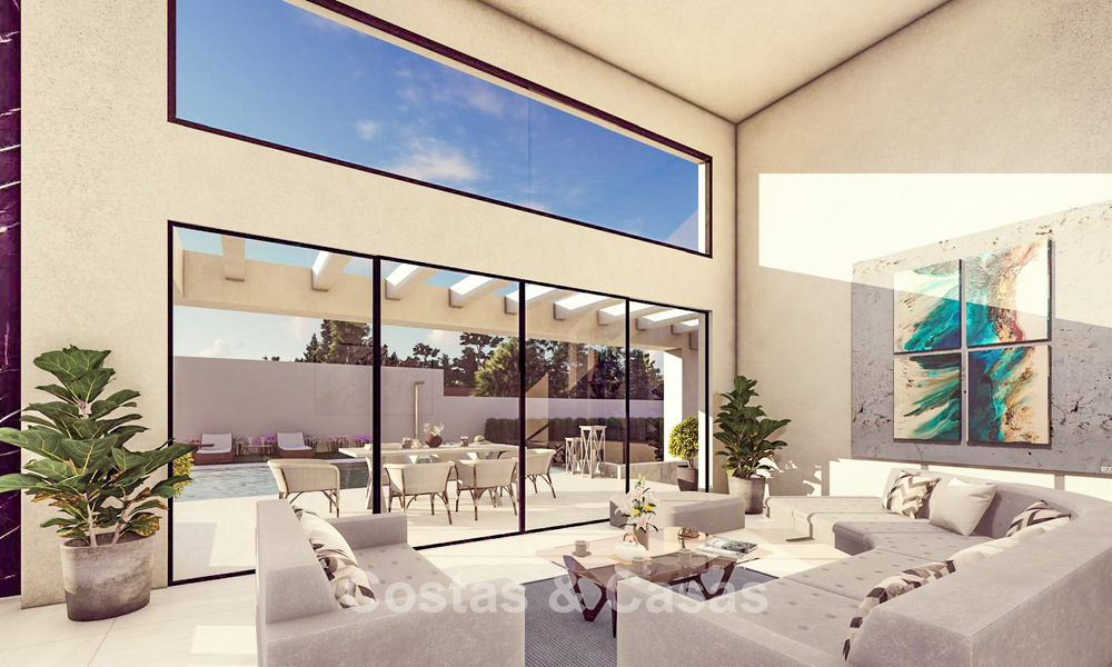 Moderne hightech villa met panoramisch zeezicht te koop in een populaire golfomgeving nabij het centrum van Estepona 791418