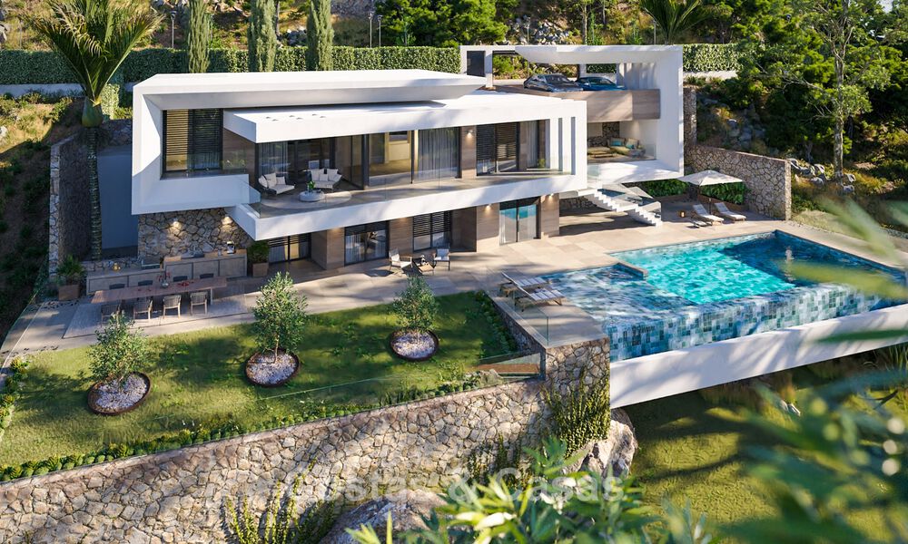Off-plan nieuwbouwvilla met gesofisticeerde architectuur en panoramisch zeezicht te koop in Marbella - Benahavis 792681