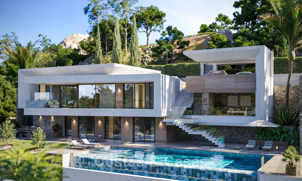 Off-plan nieuwbouwvilla met gesofisticeerde architectuur en panoramisch zeezicht te koop in Marbella - Benahavis 792687