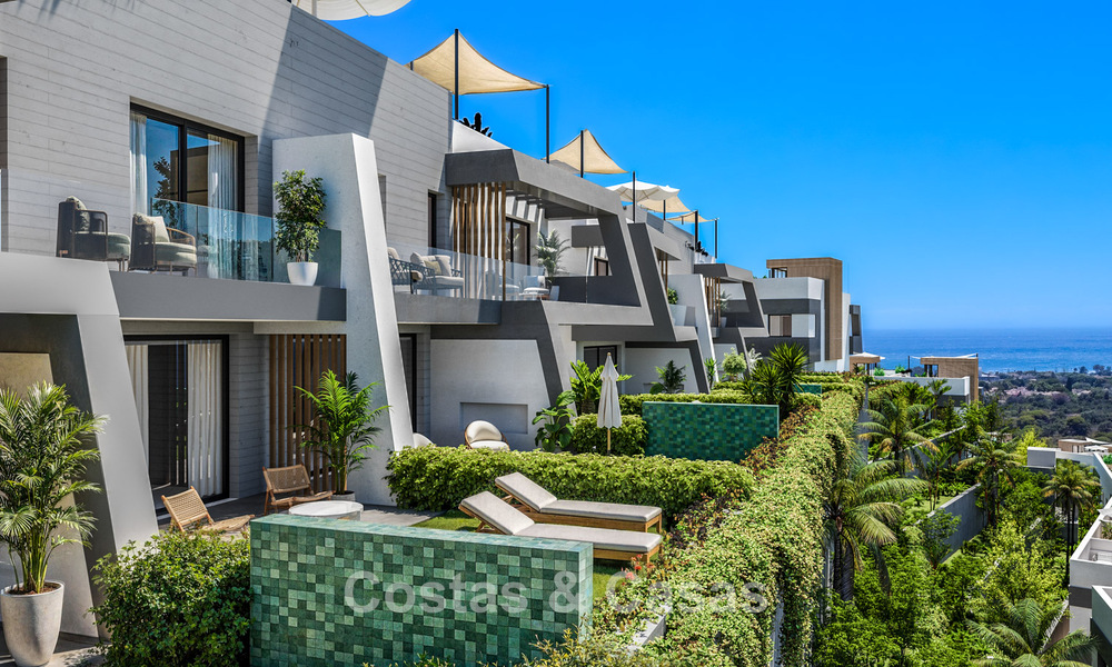 Lancering! Moderne schakelvilla’s met zeezicht in een exclusieve resortstijl te koop in Elviria, Oost-Marbella 793133