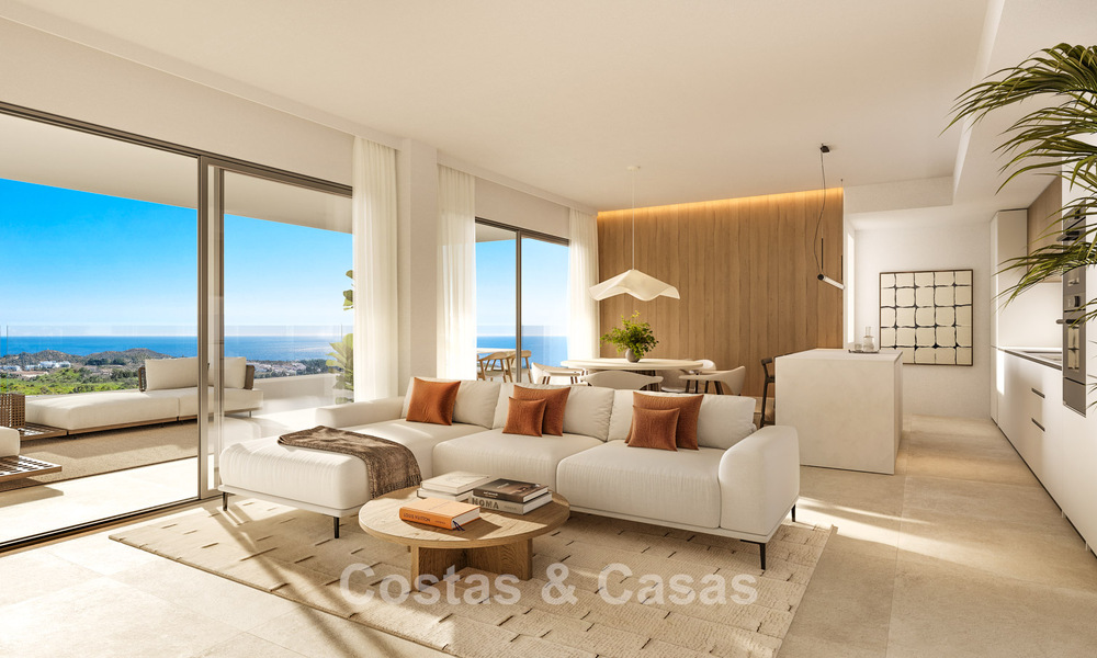 Moderne appartementen met panoramisch zeezicht te koop in een golfgebied in Mijas Costa, Costa del Sol 794786