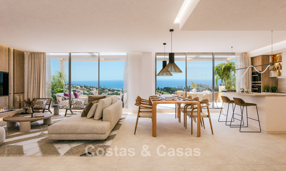 Exclusieve nieuwbouwappartementen met panoramisch golf- en zeezicht te koop in Benalmadena, Costa del Sol 795446