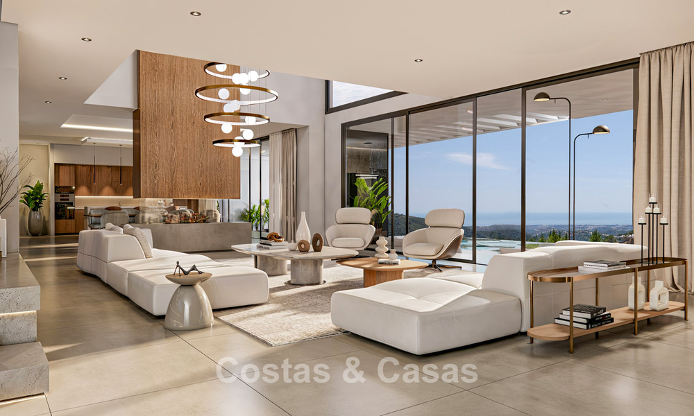 State-of-the-art luxevilla te koop in de rustige heuvels van Marbella - Benahavis met uitzicht op de groene vallei en de zee 800729