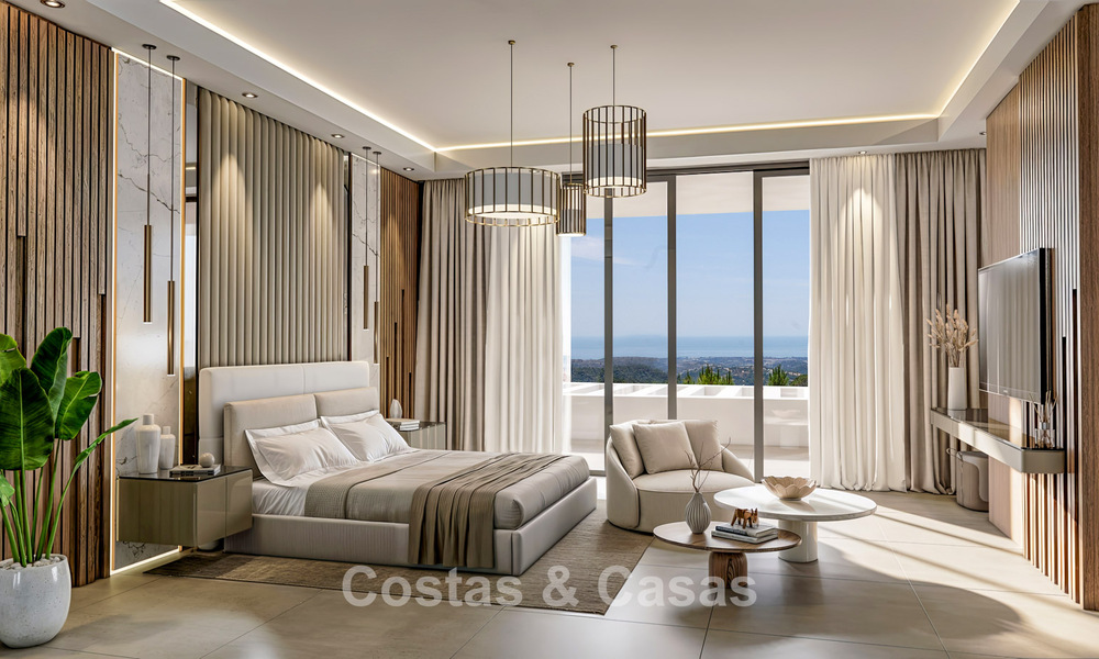 State-of-the-art luxevilla te koop in de rustige heuvels van Marbella - Benahavis met uitzicht op de groene vallei en de zee 800730