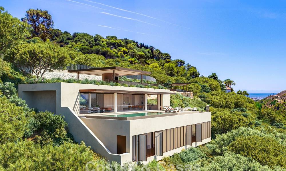 Geavanceerde designvilla met panoramisch zeezicht te koop in El Madroñal, Marbella - Benahavis 801876